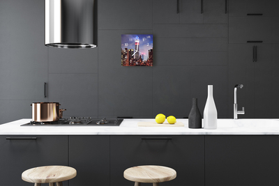 Glass Kitchen Clock Skyline City Multi-Coloured