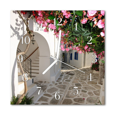 Glass Kitchen Clock Alley Flowers City Multi-Coloured