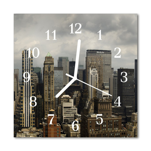 Glass Kitchen Clock Skyline City Multi-Coloured