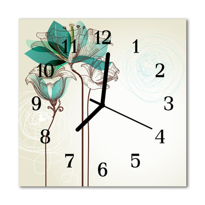 Glass Kitchen Clock Vintage flowers flowers & plants beige, green