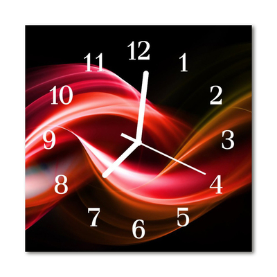 Glass Kitchen Clock Abstract Lines Art Red, Black