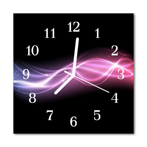 Glass Kitchen Clock Abstract Lines Art Purple, Black