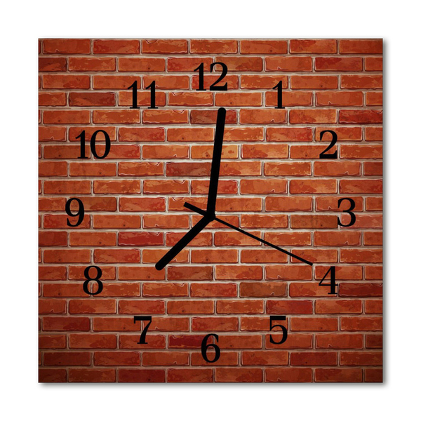 Glass Kitchen Clock Brick wall architecture red