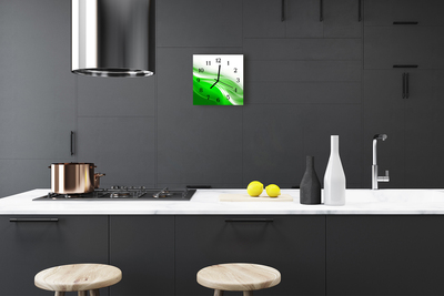 Glass Kitchen Clock Abstract art green