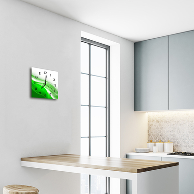 Glass Kitchen Clock Abstract art green