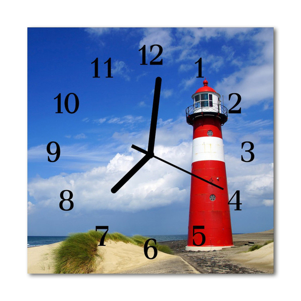 Glass Kitchen Clock Lighthouse landscapes red, blue