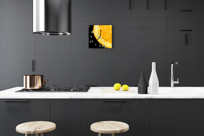 Glass Kitchen Clock Lemon Food and Drinks Yellow