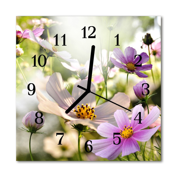 Glass Kitchen Clock Cosmos flowers flowers & plants pink, green