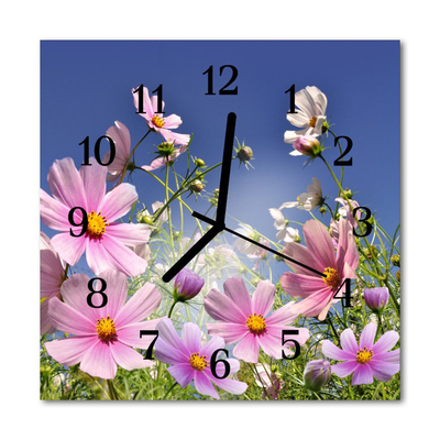 Glass Kitchen Clock Cosmos flowers flowers & plants pink, blue