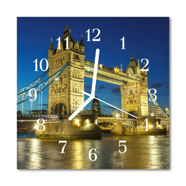 Glass Kitchen Clock Bridge London City Multi-Coloured