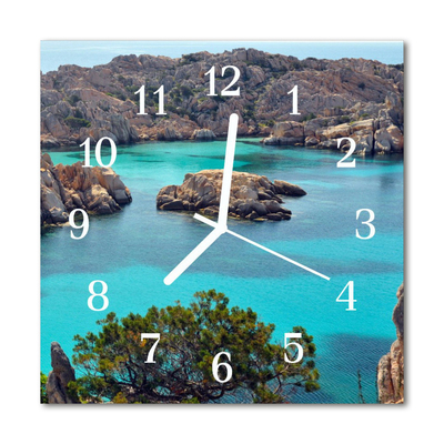 Glass Kitchen Clock Landscape Sea Landscapes Brown, Blue