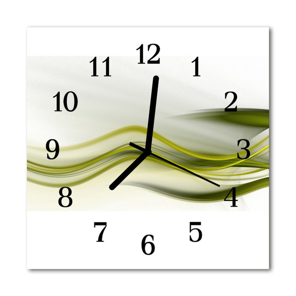 Glass Kitchen Clock Abstract lines art green