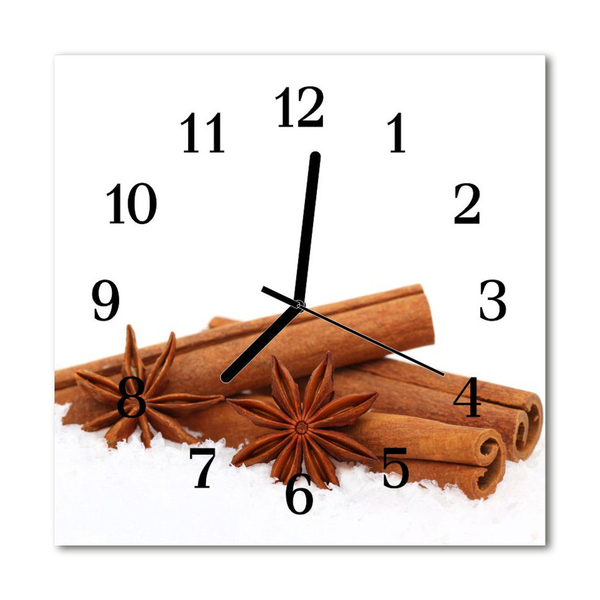 Glass Kitchen Clock Vanilla food and drinks brown, white