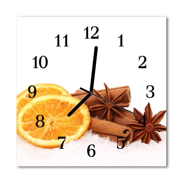 Glass Kitchen Clock Lemon vanilla food and drinks yellow, brown