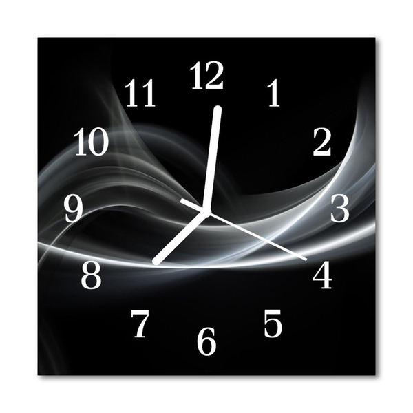 Glass Kitchen Clock Abstract Lines Art Black