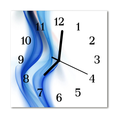 Glass Kitchen Clock Abstract smoke art blue