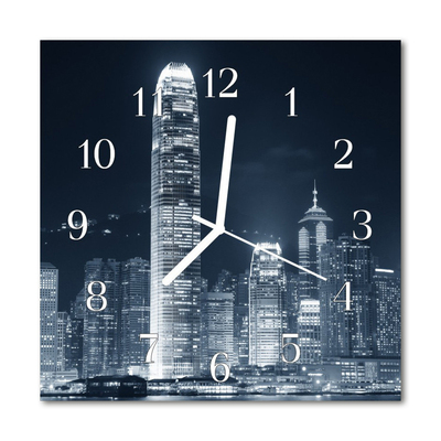 Glass Kitchen Clock Skyline Beverages Grey