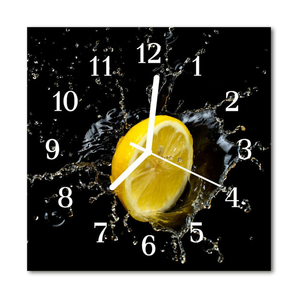 Glass Kitchen Clock Lemon Fruit Yellow