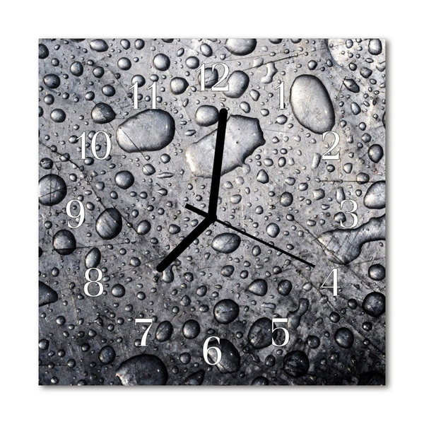 Glass Kitchen Clock Drops Nature Grey