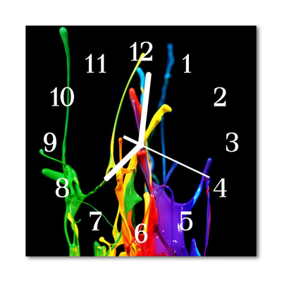 Glass Kitchen Clock Colour Art Multi-Coloured