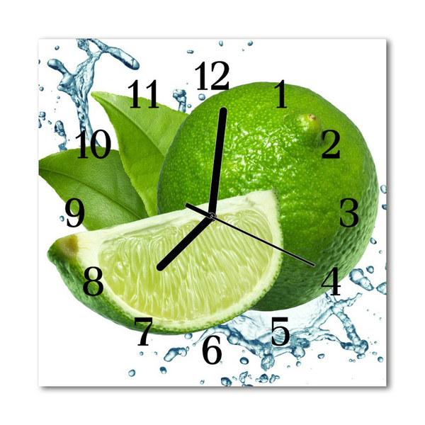 Glass Kitchen Clock Lime fruit green