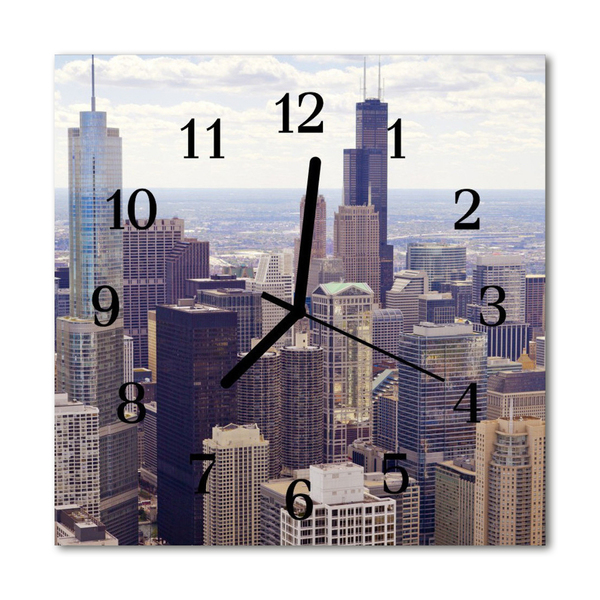 Glass Kitchen Clock Skyline beverages multi-coloured