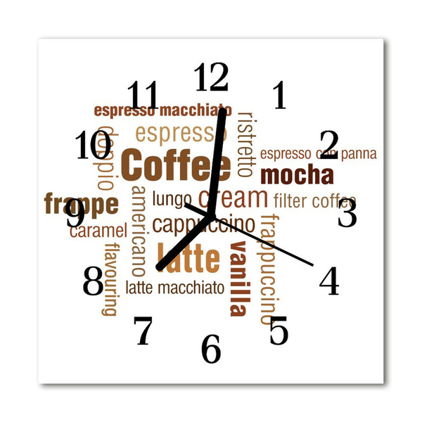 Glass Kitchen Clock Coffee food and drinks brown