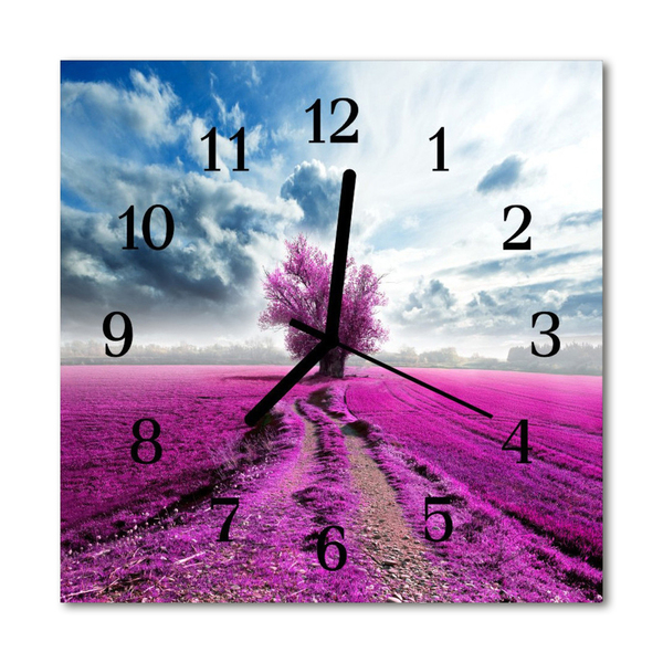 Glass Kitchen Clock Field field purple