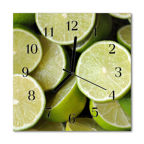 Glass Kitchen Clock Lime fruit green