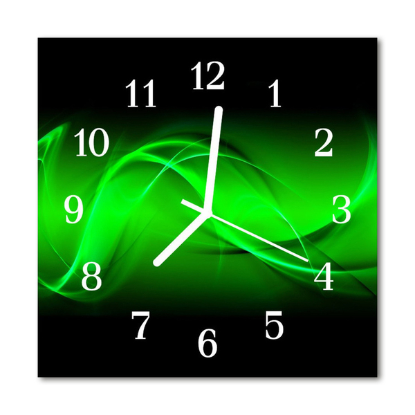 Glass Kitchen Clock Abstract Abstract Art Green