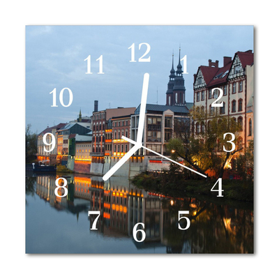 Glass Kitchen Clock Old Town Architecture Multi-Coloured