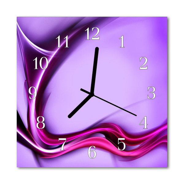 Glass Kitchen Clock Abstract Art Purple