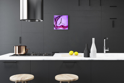 Glass Kitchen Clock Abstract Art Purple