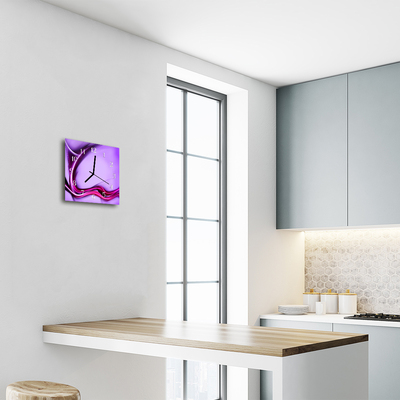 Glass Kitchen Clock Abstract Art Purple