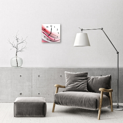 Glass Kitchen Clock Abstract art red