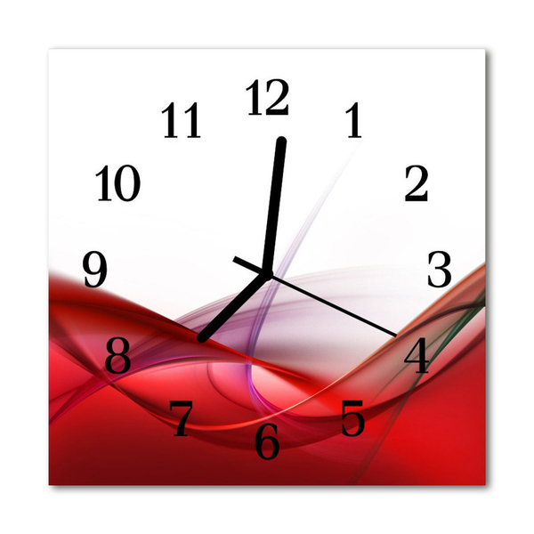 Glass Kitchen Clock Abstract art red