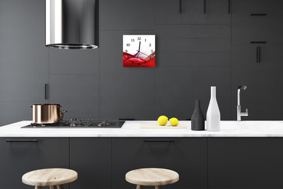 Glass Kitchen Clock Abstract art red