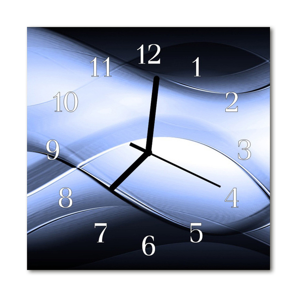 Glass Kitchen Clock Abstract Art Blue