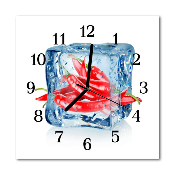 Glass Kitchen Clock Ice chili ice chili red