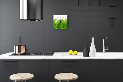 Glass Kitchen Clock Grass grass green