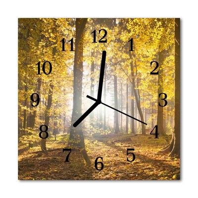 Glass Kitchen Clock Forest autumn forest autumn yellow