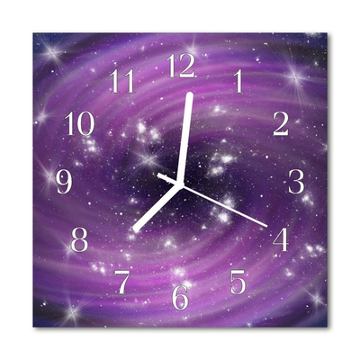 Glass Kitchen Clock Abstract Abstract Art Purple