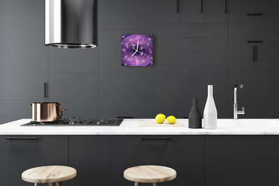 Glass Kitchen Clock Abstract Abstract Art Purple