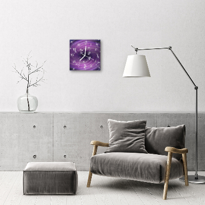 Glass Kitchen Clock Abstract Abstract Art Purple