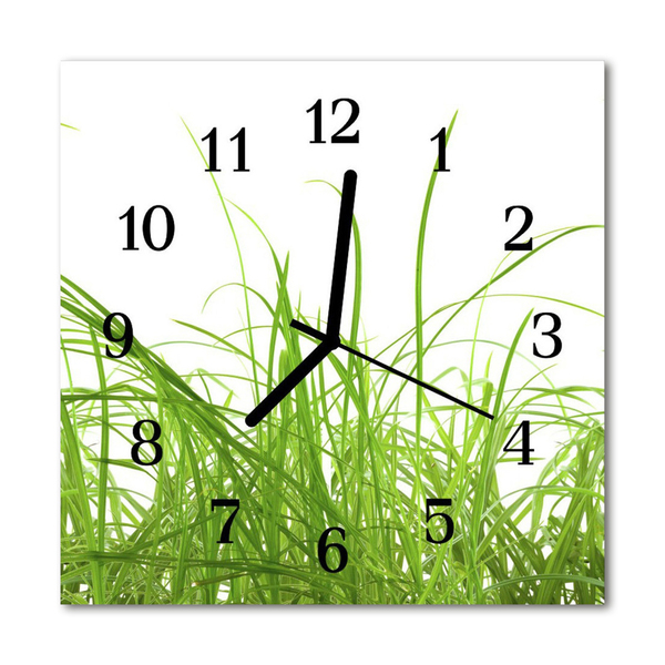 Glass Kitchen Clock Grass grass green