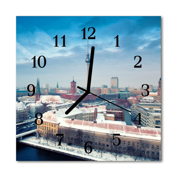 Glass Kitchen Clock Winter city winter city multi-coloured