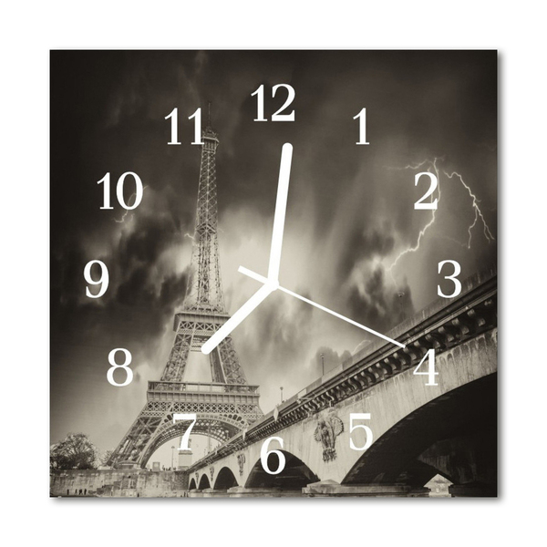 Glass Kitchen Clock Paris Towns Grey