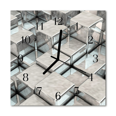 Glass Kitchen Clock Cube cube grey