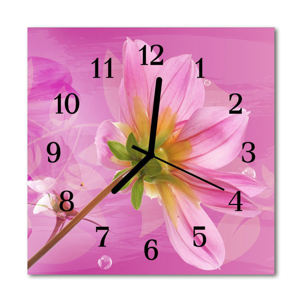 Glass Kitchen Clock Flower flower pink