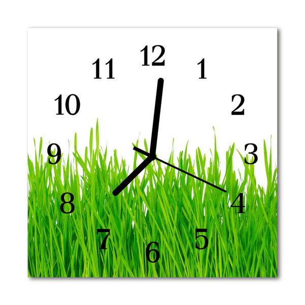 Glass Kitchen Clock Grass grass green